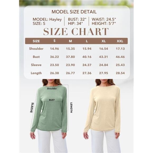 Womens Long Sleeve Round Neck Shirts - Basic Tee for Fall Tops and Outfits - Picture 7 of 7